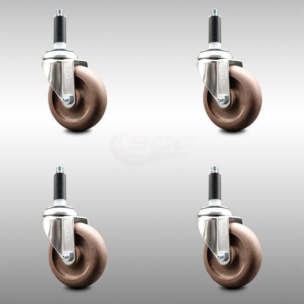 4 Inch 316SS High Temp Glass Filled Nylon 3/4 Inch Expanding Stem Caster Set